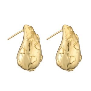 Goldtone Heart Accent Teardrop Stud Earrings